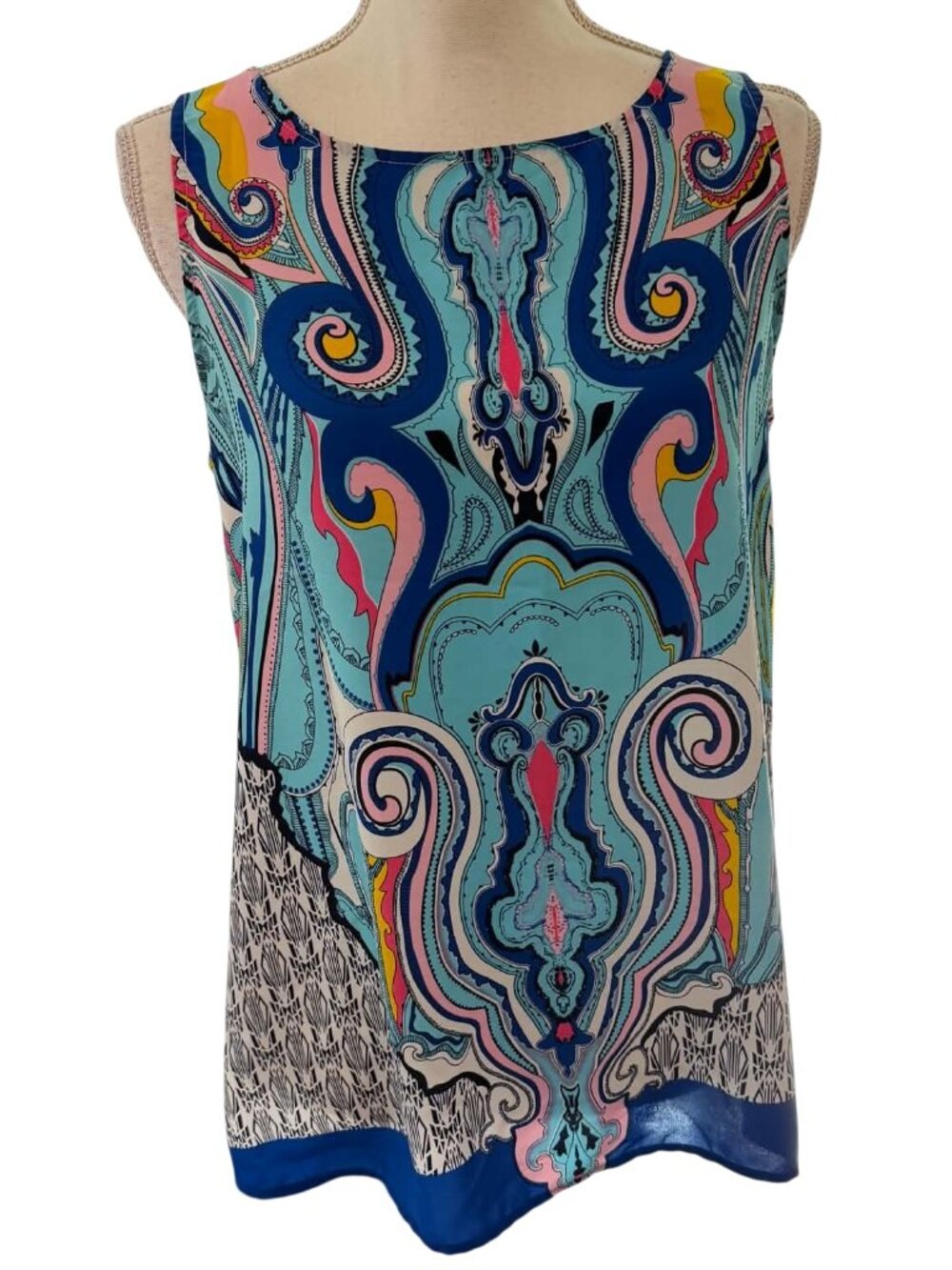 Pink Owl Vibrant Paisley-Print Sleeveless Top